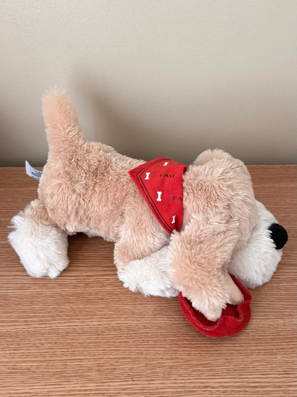 Final markdown- FA Tan & White Plush Puppy Toy with Red Bandana